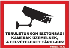 Matrica üvegre 1 A4 TERÜLETÜNKÖN BIZTONSÁGI KAMERÁK ÜZEMELNEK A FELVÉTELEKET TÁROLJUK