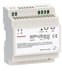 SUNWOR DR-45-12 DIN sínre szerelhető kapcsolóüzemű tápegység 12 VDC 3.8 A DR4512