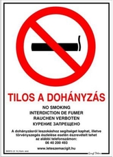 JKH Tábla műanyag A4 TILOS A DOHÁNYZÁS ÚJ 3427182