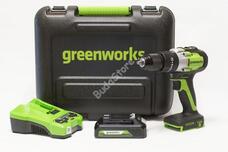 Ütvefúró-csavarozó akkumulátoros Greenworks GD24DD60K2 24v, 60 nm, akku és töltővel 3704107UA-GW
