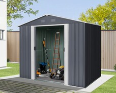 Riwall RMSA 6x8 fém kerti tároló 2,4 x 1,7 m nyeregtetővel - SD-X0608-H170C-A