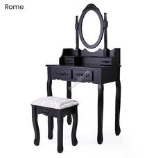 Tükrös fésülködő asztal székkel Rome fekete HOP1000943-2