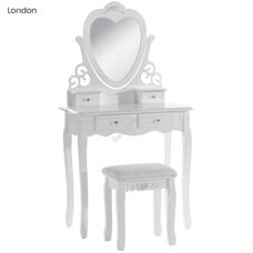 Tükrös fésülködő asztal székkel London fehér HOP1001147-1