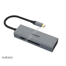 USB Akasa - USB3.2  3 portos kártyaolvasó - AK-CR-09BK - Szürke AKCR09BK