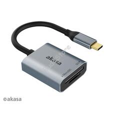 USB Akasa - USB 3.2 Type-C - 2 portos kártyaolvasó - AK-CR-10BK - Fekete AKCR10BK