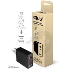 ADA Club3D USB Type A and C Dual Power Charger up to 60W - USB C Töltő kábel inclusive CAC1902EU