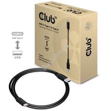 KAB Club3D USB 3.1 Type-C to Type-A kábel 10Gbps PD 60W M/M - 1m CAC1523