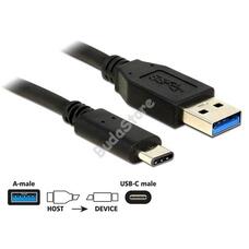KAB Delock 83870 USB3.1 (Gen.2) 10Gbps A típusú csatl. dugó > USB Type-C kábel - Fekete - 1m 83870
