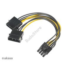 ADA Akasa 4pin Molex - 6+2pin PCIe adapter - 15cm - AK-CBPW20-15 AKCBPW2015