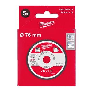 Milwaukee Fémvágókorong 76 mm (M12 FCOT) - 5 darabos készlet - 4932464717