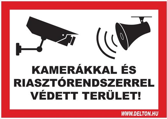 Matrica 5 A5 KAMERÁKKAL ÉS RIASZTÓRENDSZERREL VÉDETT TERÜLET