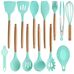 14-darabos konyhai eszközkészlet hőálló szilikon fejjel tartóval türkiz HOP1001658-3