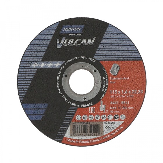 Vulcan Inox 115x1,6x22,23mm A 46 T-BF41 Inox vágókorong - 66252833401