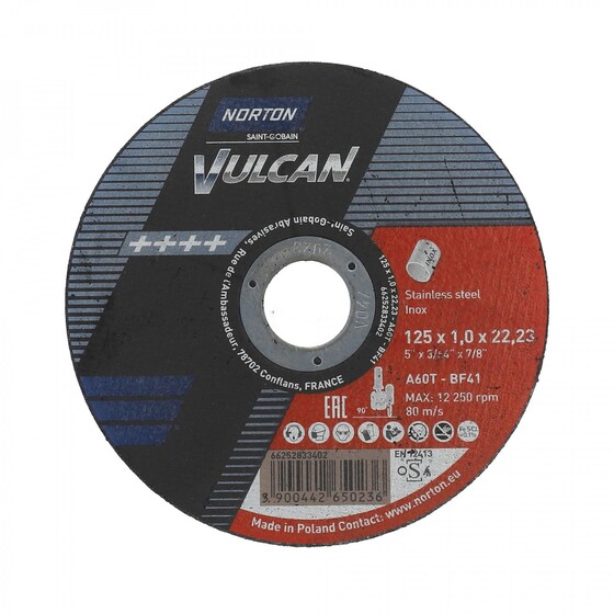 Vulcan Inox 125x1,0x22,23 mm INOX A60T-BF41vágókorong - 66252833402